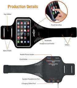 img 2 attached to 📱 Waterproof Running Armband for iPhone 11 Pro Max Xr Xs Max 10 8 7 Plus Samsung Galaxy S10 Plus S20 S9 S8 S7 Note and More - JINGTOO Arm Phone Pouch with Card & Keys Holder