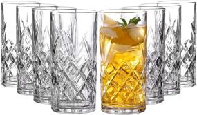 img 4 attached to Set of 8 Royalty Art Kinsley Tall Highball Glasses – 12 Ounce, Textured Designer Glassware for Water, Beer, or Soda – Trendy and Elegant Dishware, Dishwasher Safe
