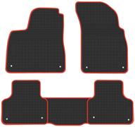 biosp car floor mats for audi q7 2016-2019: custom fit heavy duty rubber liner set, all-weather guard, black/red, odorless logo