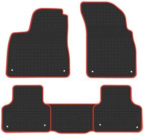 img 4 attached to Biosp Car Floor Mats for Audi Q7 2016-2019: Custom Fit Heavy Duty Rubber Liner Set, All-Weather Guard, Black/Red, Odorless