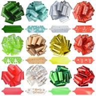 🎁 24pcs pull bows for gifts - christmas bows 5" wide and in 12 beautiful colors - wrapping ribbon accessories for gift, wine bottles, and baskets logo