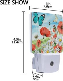 img 2 attached to 🦋 Set of 2 Spring Butterfly Bee Night Lights | Summer Poppy Flowers Nightlights | Daisy Dragonfly Plug-in LED Nightlight | Auto Dusk-to-Dawn Sensor Lamp for Bedroom Bathroom Kitchen Hallway Stairs