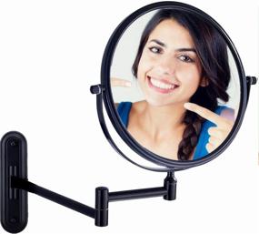 img 4 attached to 🪞 Gecious 8 In Bronze Makeup Mirror - Wall Mounted 10X Magnification, Double Sided Mirror - 360 Swivel for Bathroom Hotel, 13 Inches Extension - No Light, Oil Rubbed Bronze Finish