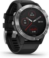 🏃 garmin fenix 6, мультиспортивные часы с gps, v02 max, корректированный для тепла и высоты, датчики пульса оксигена и фокус на нагрузке тренировки, серебристые с черным ремешком логотип