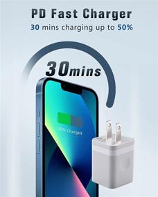 img 3 attached to 2-Pack MFi Certified 20W PD USB C Charger Block with 2 X 6FT Braided USB-C to Lightning Cable - Compatible with iPhone 13 12 Pro Max Mini 11 XS XR X 8, AirPods Max, iPad - iPhone 12 Charger