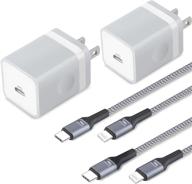 2-pack mfi certified 20w pd usb c charger block with 2 x 6ft braided usb-c to lightning cable - compatible with iphone 13 12 pro max mini 11 xs xr x 8, airpods max, ipad - iphone 12 charger logo