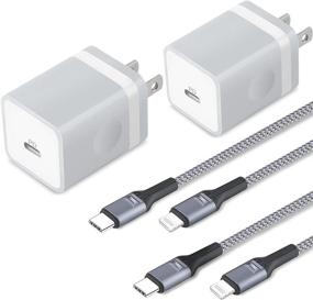 img 4 attached to 2-Pack MFi Certified 20W PD USB C Charger Block with 2 X 6FT Braided USB-C to Lightning Cable - Compatible with iPhone 13 12 Pro Max Mini 11 XS XR X 8, AirPods Max, iPad - iPhone 12 Charger