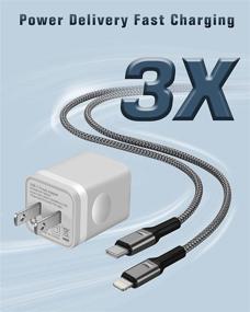 img 2 attached to 2-Pack MFi Certified 20W PD USB C Charger Block with 2 X 6FT Braided USB-C to Lightning Cable - Compatible with iPhone 13 12 Pro Max Mini 11 XS XR X 8, AirPods Max, iPad - iPhone 12 Charger