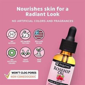 img 2 attached to 🌹 Organic De La Cruz Rosehip Oil, Premium Cold-Pressed Chilean Rosehip Seed oil, Natural Anti Aging Moisturizer for Diminishing Fine Lines, Wrinkles, and Scars 1Fl Oz