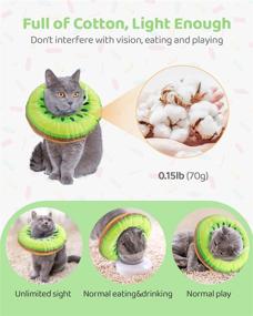 img 2 attached to Soft Adjustable Cat Recovery Collar: Cute Donut Cone Collar for Wound Healing After Surgery - Elizabethan Collar for Kitten Pets (M, Kiwifruit)