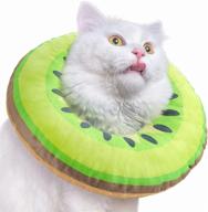 soft adjustable cat recovery collar: cute donut cone collar for wound healing after surgery - elizabethan collar for kitten pets (m, kiwifruit) logo