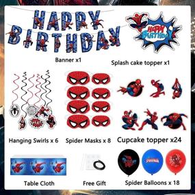 img 3 attached to 🎉 Boy's Superhero Birthday Decorations - Tablecloth, Splash Masks, Cupcake Toppers, Banner, Latex Balloons - Party Supplies & Decorations