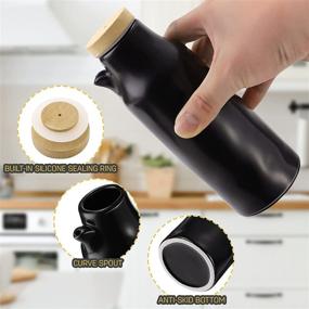 img 1 attached to UPKOCH Ceramics Oil Bottles - Dispenser Bottle for Olive Oil, Soy Sauce, Vinegar - Cruet for Liquid Condiment Storage in Kitchen Cooking (Black) - 400ML