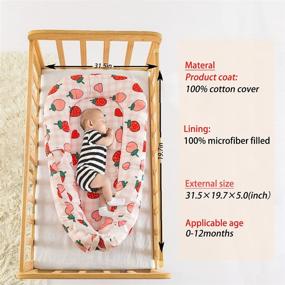 img 1 attached to 🍓 NTCOCO Baby Lounger: Soft Cotton Co-Sleeping Bed for Newborns - Portable & Adjustable - Perfect Baby Shower Gift (Pink Strawberry)