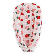 🍓 ntcoco baby lounger: soft cotton co-sleeping bed for newborns - portable & adjustable - perfect baby shower gift (pink strawberry) logo