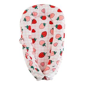 img 4 attached to 🍓 NTCOCO Baby Lounger: Soft Cotton Co-Sleeping Bed for Newborns - Portable & Adjustable - Perfect Baby Shower Gift (Pink Strawberry)