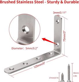 img 1 attached to YUMORE L Bracket Pack of 4 – Heavy Duty Stainless Steel Shelf Support Corner Brace Joint Right Angle Bracket, Max Load: 35lb/15KG