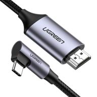 кабель ugreen usb c к hdmi с адаптером под углом 4k для ipad mini 6, macbook pro, samsung note 9 s10 s9 s8 plus, google chromebook pixel - 6ft алюминиевый, совместимый с thunderbolt 3. логотип