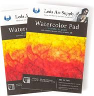 🎨 leda art supply hot pressed watercolor pad 2 pack (48 pages total) 300 gram - 140 pound 25% cotton fine italian art paper with smooth surface for professional renderings, a4 size 8.25 x 11.5 inches logo