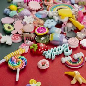 img 1 attached to WINTING 100pcs Slime Charms - Plastic Flatback Charms with Candy Cake Sweets Resin Cabochons and Containers for DIY Crafts, Scrapbooking, Jewelry Making (Mixed)