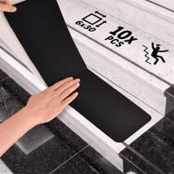 👣 enhance outdoor safety with 10-pack black anti-slip tape, 6”x30” non-slip stair treads - three layer design for superior grip логотип
