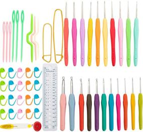 img 3 attached to Ctcwsh Full Size Crochet Kit: 56-Piece Ergonomic Crochet Hook Set with Case, Storage Bag, and Accessories for Arthritic Hands, Beginners and Experienced Crocheters – Size 0.5mm-8mm Knitting Needles