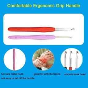 img 1 attached to Ctcwsh Full Size Crochet Kit: 56-Piece Ergonomic Crochet Hook Set with Case, Storage Bag, and Accessories for Arthritic Hands, Beginners and Experienced Crocheters – Size 0.5mm-8mm Knitting Needles
