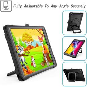 img 2 attached to 📱 Rugged Black iPad 9th Gen Case with Pencil Holder, Stand and Strap - SIBEITU Protective Cover for iPad 10.2 inch 9th/8th/7th Gen 2021/2020/2019