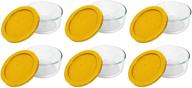 🍽️ pyrex storage plus 2-cup round glass food storage dish, yellow cover (6 pack): convenient and stylish storage solutions for your kitchen! логотип