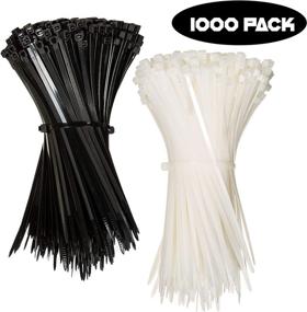 img 3 attached to 🔗 Bulk Pack of 1000-50lb Strength 8 inch Zip Ties - Black and White Cable Ties