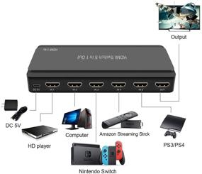 img 3 attached to 🔁 HDMI Переключатель 5x1: Пятипортовый HDMI Переключатель с пультом ДУ и поддержкой 4KX2K 3D Ultra HD!