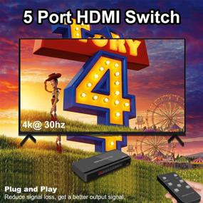 img 1 attached to 🔁 HDMI Переключатель 5x1: Пятипортовый HDMI Переключатель с пультом ДУ и поддержкой 4KX2K 3D Ultra HD!