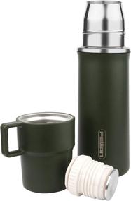 img 4 attached to 🌡 FEIJIAN Thermos Add-A-Cup Water Bottle – Insulated Stainless Steel Beverage Bottle for Hot & Cold Drink with Leakproof Lid and Integrated Handle, 21 OZ, Army Green