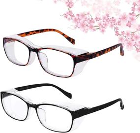 img 4 attached to 👓 2 набора защитных очков: эргономический блокирующий синий свет очки для мужчин и женщин – черный и леопард