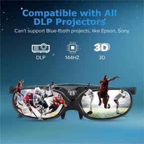 img 3 attached to 👓 BOBLOV DLP Link 3D Glasses (4 Pack) - Rechargeable, 144Hz Active Shutter Glasses for DLP 3D Projectors - Compatible with Optoma, Samsung, BenQ, Dell, Acer, Vivitek, NEC, Sharp (Black)