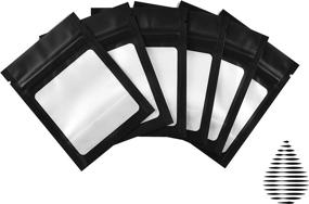 img 2 attached to 🔒 100 Pack of COLSEN Smell Proof Mylar Resealable Foil Pouch Bags - Airtight Ziplock, Food Safe, 3 x 4 Inches with Matte Black Design and Clear Window