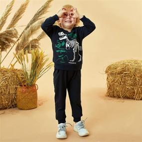 img 1 attached to Dinosaur Toddler Sweatshirt Set for Boys: Comfortable and Stylish Boys' Clothing