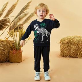 img 2 attached to Dinosaur Toddler Sweatshirt Set for Boys: Comfortable and Stylish Boys' Clothing