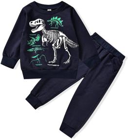 img 4 attached to Dinosaur Toddler Sweatshirt Set for Boys: Comfortable and Stylish Boys' Clothing