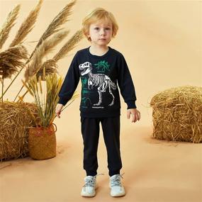 img 3 attached to Dinosaur Toddler Sweatshirt Set for Boys: Comfortable and Stylish Boys' Clothing