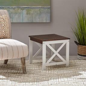 img 1 attached to Jean Indoor Farmhouse Acacia Wood End Table 🌳 by Christopher Knight Home in Dark Brown and White Finish