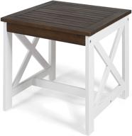 jean indoor farmhouse acacia wood end table 🌳 by christopher knight home in dark brown and white finish logo