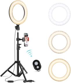 img 4 attached to 📸 InPoTo 10.2" Selfie Ring Light: Adjustable Tripod Stand & Phone Holder