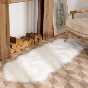 img 4 attached to 🐑 White Faux Fur Rug: Plush Sheepskin Rug for Bedroom, Nursery, Living Room - 2x6 Feet, White