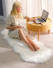 img 1 attached to 🐑 White Faux Fur Rug: Plush Sheepskin Rug for Bedroom, Nursery, Living Room - 2x6 Feet, White