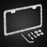 nomiou bling narrow license plate frame: sparkling rhinestone crystal luxury for front or back license plates logo