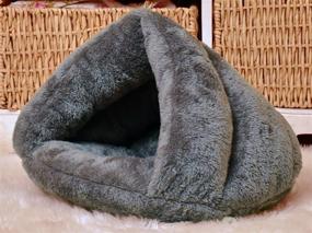 img 3 attached to Cozy Fleece Pet Tent Cave Bed for Small to Medium Puppies, Kitty Cats, and Dogs - Warm and Soft Sleeping Bag with Burrow House Hole, Igloo Nest Design - Ideal for Cuddling and Resting