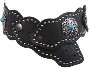 img 1 attached to 💙 Turquoise Women's Accessories with Wide Studded Leather in Brown