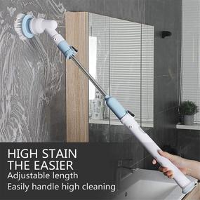 img 3 attached to 🧹 Cordless Electric Mop with Extended Handle - Portable Spin Scrubber for Household Cleaning: Ideal for Bathroom, Walls, Tiles, Floors, Bathtub, Baseboard, Toilet, Kitchen