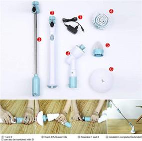 img 2 attached to 🧹 Cordless Electric Mop with Extended Handle - Portable Spin Scrubber for Household Cleaning: Ideal for Bathroom, Walls, Tiles, Floors, Bathtub, Baseboard, Toilet, Kitchen